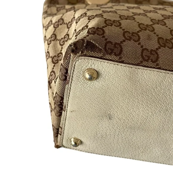 GUCCI GG Canvas Tote Bag Beige Gold - Picture 8 of 13